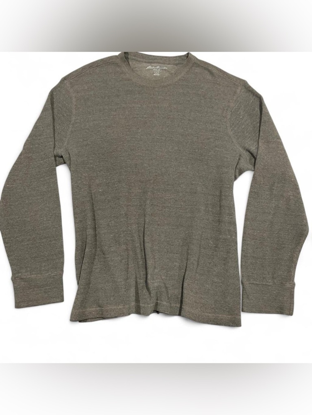 Eddie Bauer Heathered Brown Outdoor Waffle Knit Thermal Long Sleeve - Picture 1 of 3